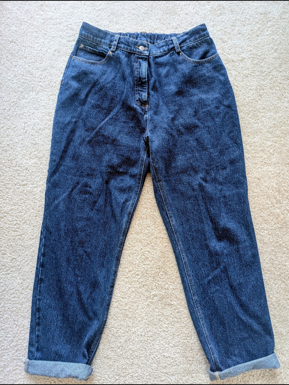 Classic High-Rise Women's Boyfriend Jeans in Dark Blue